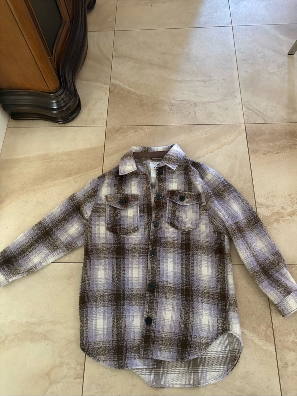 Only Plaid Shacket in Brown and Lavender